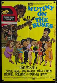 c482 MUTINY ON THE BUSES English one-sheet movie poster '72 Hammer comedy!