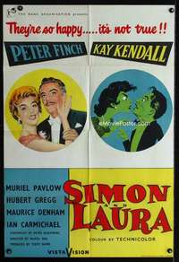 c166 SIMON & LAURA English one-sheet movie poster '55 Peter Finch, Kendall