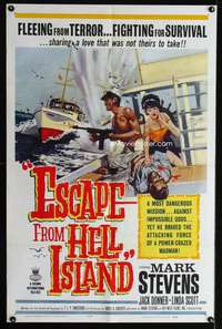 c691 ESCAPE FROM HELL ISLAND one-sheet movie poster '64 Mark Stevens