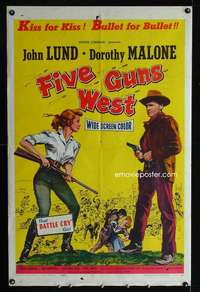c681 FIVE GUNS WEST one-sheet movie poster '55 Roger Corman, John Lund