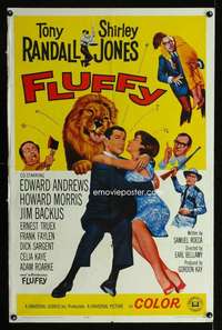c679 FLUFFY one-sheet movie poster '65 Tony Randall, Shirley Jones, lion!