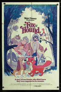 c672 FOX & THE HOUND one-sheet movie poster '81 Walt Disney animals!