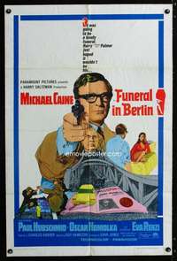 c669 FUNERAL IN BERLIN one-sheet movie poster '67 Michael Caine in Germany!