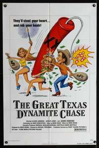 c656 GREAT TEXAS DYNAMITE CHASE one-sheet movie poster '76 cool Green art!