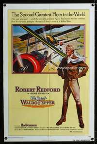 c655 GREAT WALDO PEPPER one-sheet movie poster '75 pilot Robert Redford!
