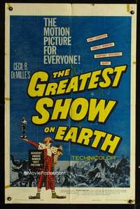 c652 GREATEST SHOW ON EARTH one-sheet movie poster R60 DeMille, Stewart