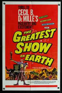 c651 GREATEST SHOW ON EARTH one-sheet movie poster R67 DeMille, Heston