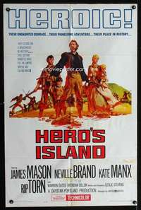 c635 HERO'S ISLAND one-sheet movie poster '62 James Mason, Neville Brand