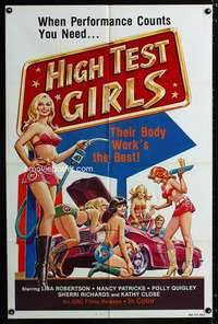 c632 HIGH TEST GIRLS one-sheet movie poster '70s sexy hot rod women!