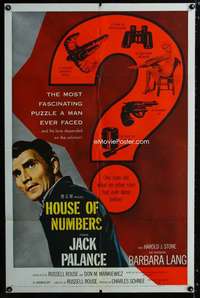 c625 HOUSE OF NUMBERS one-sheet movie poster '57 two Jack Palances!