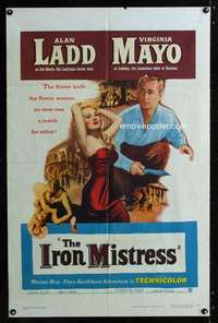 c604 IRON MISTRESS one-sheet movie poster '52 Alan Ladd, Virginia Mayo