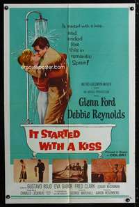 c598 IT STARTED WITH A KISS one-sheet movie poster '59 Ford, Reynolds