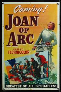 c593 JOAN OF ARC style B teaser one-sheet movie poster '48 Ingrid Bergman
