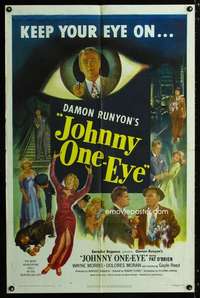 c592 JOHNNY ONE-EYE one-sheet movie poster '50 Damon Runyon, Pat O'Brien
