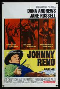 c591 JOHNNY RENO one-sheet movie poster '66 Dana Andrews, Jane Russell