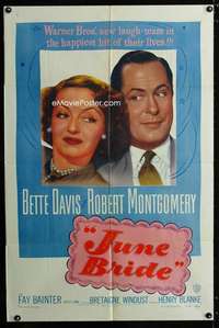 c588 JUNE BRIDE one-sheet movie poster '48 Bette Davis, Robert Montgomery