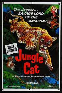 c585 JUNGLE CAT one-sheet movie poster '60 great pouncing jaguar artwork!