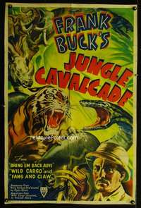 c584 JUNGLE CAVALCADE one-sheet movie poster '41 Frank Buck, great image!