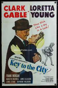 c582 KEY TO THE CITY one-sheet movie poster '50 Clark Gable, Loretta Young
