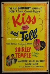 c576 KISS & TELL style B one-sheet movie poster '45 Shirley Temple, Courtland
