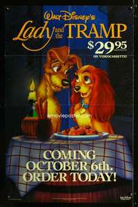 c570 LADY & THE TRAMP video advance one-sheet movie poster '55 Disney