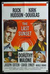 c564 LAST SUNSET one-sheet movie poster '61 Rock Hudson, Kirk Douglas