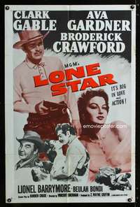 c544 LONE STAR one-sheet movie poster R50s Clark Gable, Ava Gardner