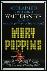 c517 MARY POPPINS style B one-sheet movie poster '64 Julie Andrews, Disney