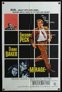 c492 MIRAGE one-sheet movie poster '65 Gregory Peck, Diane Baker
