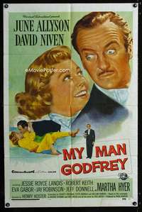 c478 MY MAN GODFREY one-sheet movie poster '57 June Allyson, David Niven