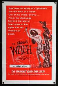 c476 NAKED WITCH one-sheet movie poster '64 fantastic silly horror image!