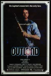 c429 OUTLAND one-sheet movie poster '81 Sean Connery posing with shotgun!