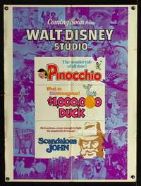 c395 PINOCCHIO /$1,000,000 DUCK/SCANDALOUS JOHN advance one-sheet movie poster '70s