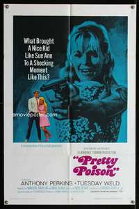 c375 PRETTY POISON style B one-sheet movie poster '68 Perkins, Tuesday Weld