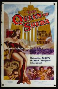 c355 QUEEN OF SHEBA one-sheet movie poster '53 sexy Italian Leonora Ruffo