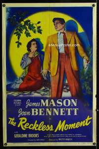 c334 RECKLESS MOMENT one-sheet movie poster '49 James Mason, Joan Bennett