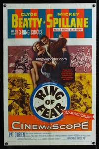 c297 RING OF FEAR one-sheet movie poster '54 Clyde Beatty, Mickey Spillane