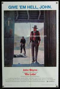 c294 RIO LOBO one-sheet movie poster '71 Give 'em Hell, John Wayne!