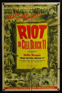 c293 RIOT IN CELL BLOCK 11 one-sheet movie poster '54 Don Siegel, Peckinpah