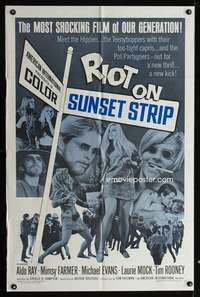 c291 RIOT ON SUNSET STRIP one-sheet movie poster '67 crazy pot-partygoers!