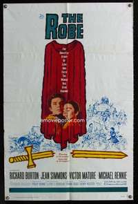 c285 ROBE one-sheet movie poster R63 Richard Burton, Jean Simmons, Mature
