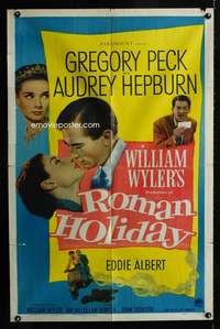 c273 ROMAN HOLIDAY one-sheet movie poster '53 Audrey Hepburn, Greg Peck