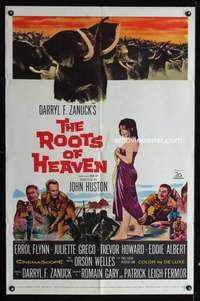 c268 ROOTS OF HEAVEN one-sheet movie poster '58 Errol Flynn, Julie Greco