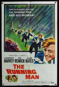 c263 RUNNING MAN one-sheet movie poster '63 Laurence Harvey, Carol Reed