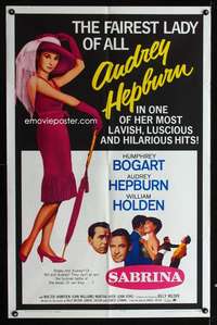 c262 SABRINA one-sheet movie poster R65 Audrey Hepburn, Bogart, Holden