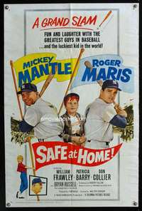 c260 SAFE AT HOME one-sheet movie poster '62 Mickey Mantle, Roger Maris