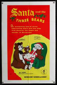 c251 SANTA & THE THREE BEARS one-sheet movie poster '70 Christmas cartoon!