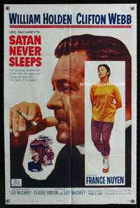 c250 SATAN NEVER SLEEPS one-sheet movie poster '62 William Holden, Nuyen