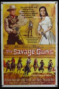 c247 SAVAGE GUNS one-sheet movie poster '62 Richard Basehart & sexy gal!