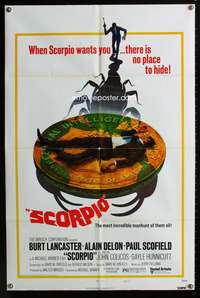 c239 SCORPIO style B one-sheet movie poster '73 Burt Lancaster, Alain Delon